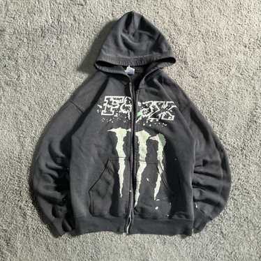 FOX MONSTER Y2K 前面プリント コラボプルオーバーパーカー 黒 L Y2k monster energy fox - Gem