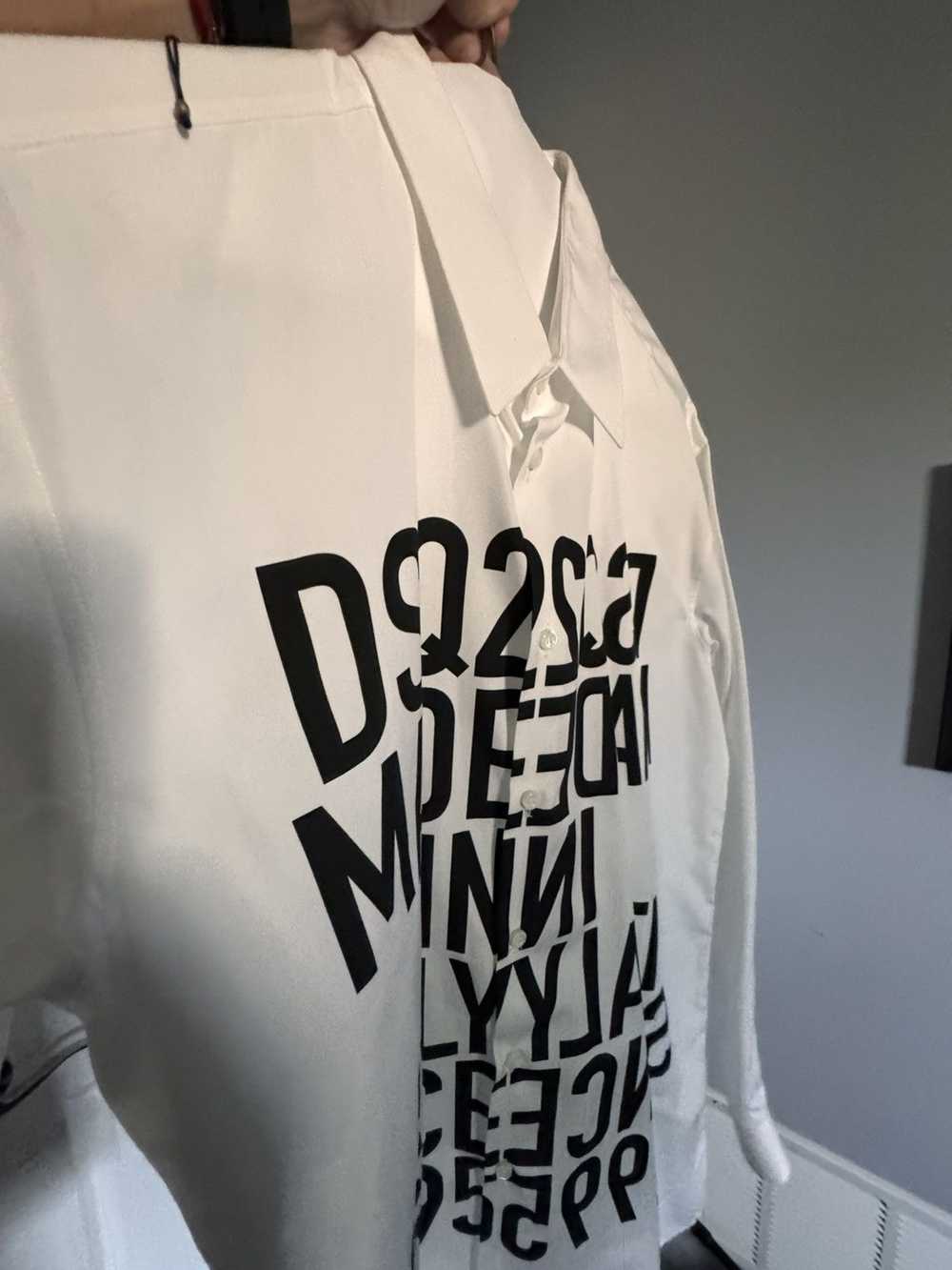 Dsquared2 DSquared2 White Printed Text Button Up … - image 3