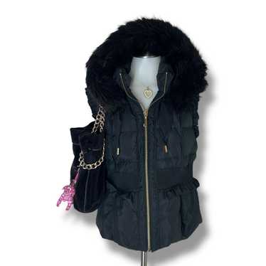 Juicy Couture ファージャケット Black JUICY COUTURE All Over Print Velour Padded Jacket - JD