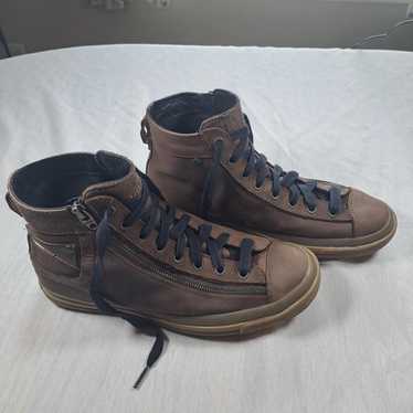 DIESEL シューズ（その他） ベージュx黒(ゼブラ) 0277725E0024 Diesel Edgekore D-Klosure Mens Black Leather Zipper Casual