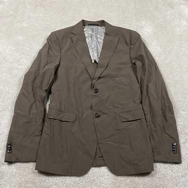 Ermenegildo Zegna ジャケット 48 ブラウン ZEGNA 美品 Z Zegna ゼニア レザー×ナイロン ジップアップ