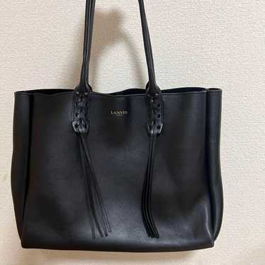 トートバッグ Lanvin Large Tote Bag In Black Brushed Leather Lanvin Large Cat Leather Tote Bag | Black | FARFETCH