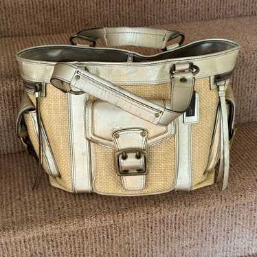 バッグ Coach Legacy Buckle Straw Shoulder Bag Rare Vintage Coach Legacy Buckle Straw Shoulder Bag