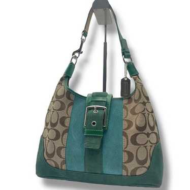 Coach✨ Shoulder Bag Green Suede y2k Hobo Coach Vintage Y2K E04S-7471 Soho Kelly Green Suede Flap