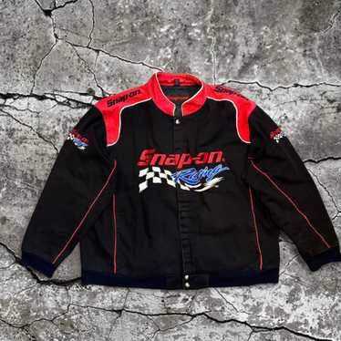 90's 入手困難 SNAP-ON レーシング スタジャン ボンバーJKT Vintage Snap On Racing Jacket Mens xxl Red Black Embroidered