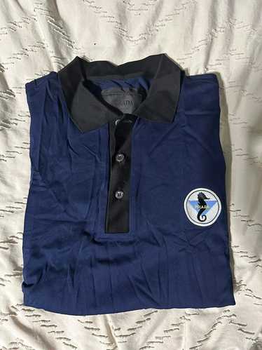 Tシャツ・カットソー PRADA Air Force Blue Silk Polo Shirt blue-silk-prada-polo-shirt-