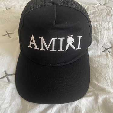 AMIRI キャップ 正規品 AMIRI ロゴ刺繍 レザートリム ベースボールキャップ 人気 (AMIRI