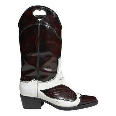 ミドルブーツ GANNI Women Boots S2427 SILVER GANNI 40mm Metallic Leather Western Boots | Silver | FARFETCH