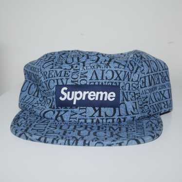 【ぐち】Supreme Denim Logo Camp Cap 17ss Supreme Denim Washed Chino Blue Twill Camp Cap SS17 Hat Jean