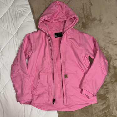 Carhartt フード付きアノラック ピンク Carhartt Junior Girls' Canvas Full-Zip Hooded Insulated