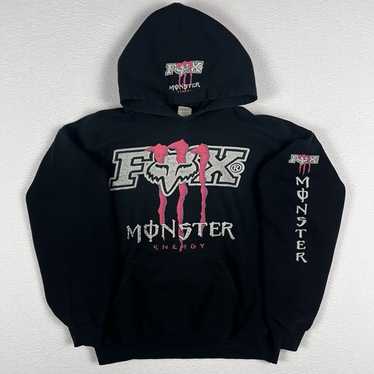 FOX MONSTER Y2K 前面プリント コラボプルオーバーパーカー 黒 L Y2K FOX RACING MONSTER ENERGY HOODIE COLLABORATION RICKY