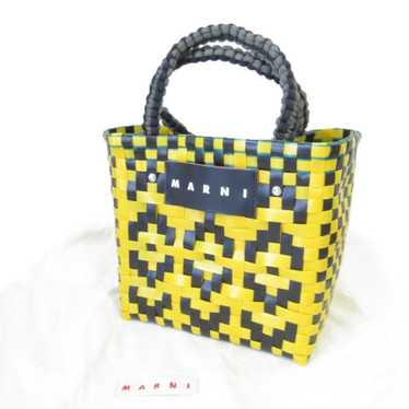 【新品】MARNI Flower Market bag MARNI handbag tote bag Blue MARKET STRIPE flower cafe Used