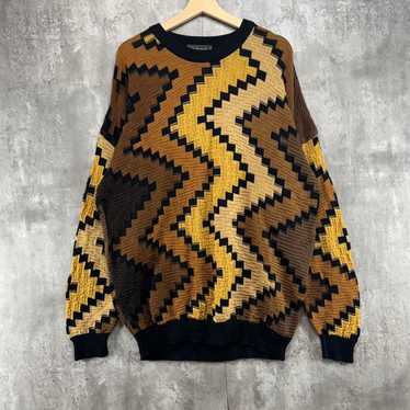 トップス TUNDRA Mulch Crazy Pattern 3D Knit Tundra Coogi Style Chunky 3D Knit Sweater Made in Canada