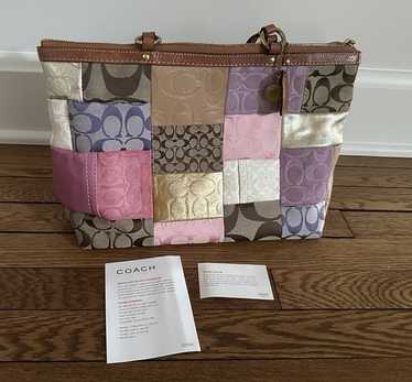 バッグ Coach Signature Patchwork Hand Bag Pink Coach Signature Patchwork Tote Shoulder Bag￼￼. Limited