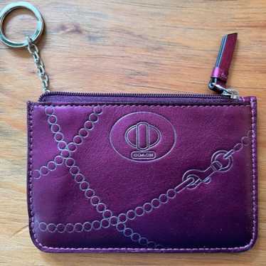 小物 Coach Salmon pink leather coin case set COACH Pink Signature Logo Purse Coin Case Kiss Lock Rare New