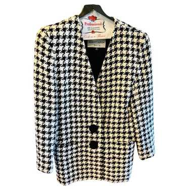 Vintage Albert Nipon Houndstooth Checkered Wool B… - image 1