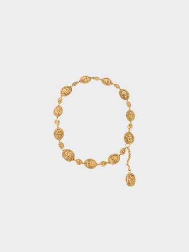 CHANEL 80s Vintage Gold Sunburst Logo Medallion Choke… - Gem