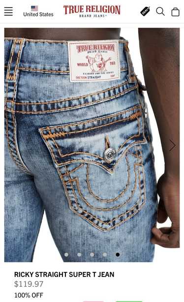 S*H様 TRUE RELIGION RICKY SUPER T True Religion Men's Ricky Super T Flap Jean, Indigo Blue, 44
