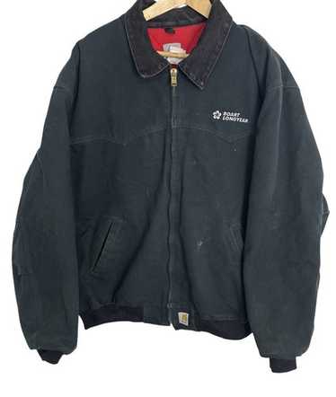 ★Carhartt Santa Fe Jacket M寸★USA J13 BLK Vintage Carhartt Mens Large Santa Fe Jacket Black Red
