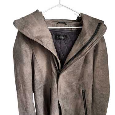ジャケット・アウター archive TORNADO MART Big hood jacket L SOLD] Tornado Mart - Late 90s Micro-Suede Black Leopard Fur