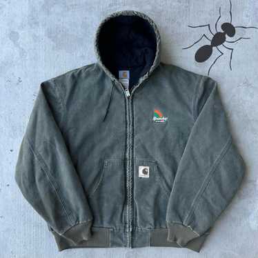 Carhartt オリーブグリーン MOS Men's VTG 90's Carhartt J69 Olive Work Jacket Lined Quilted