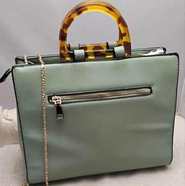 Source Unknown Mint Satchel With Tortoise Handle - image 1