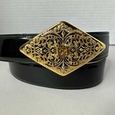 エスカーダ ESCADA ベルト 黒 ゴールド 星 Escada gold leather belt - Gem