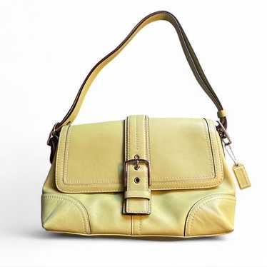 バッグ Vintage Coach Baguette Small Bag Lime COACH 2005 Signature Baguette Hampton East West Semi Demi