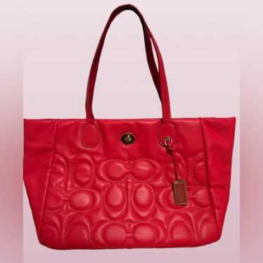 バッグ Coach Legacy Turn Lock Shoulder Bag Red COACH Legacy Shoulder Red Leather Crossbody Turnlock 9715