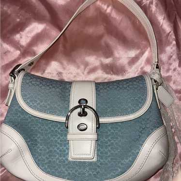 バッグ 1923 Coach Soho Hobo Shoulder Blue Powder Blue Coach Soho Leather Flap Bag - Etsy
