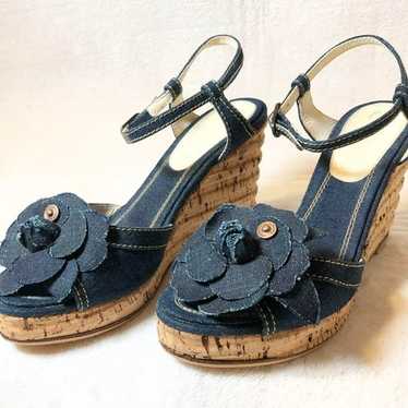 Chanel camellia denim wedge - Gem