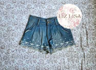 美品❤️LIZ LISA☆ショート丈デニムパンツ 美品】LIZLISA デニム ショートパンツ 刺繍 花｜Yahoo!フリマ