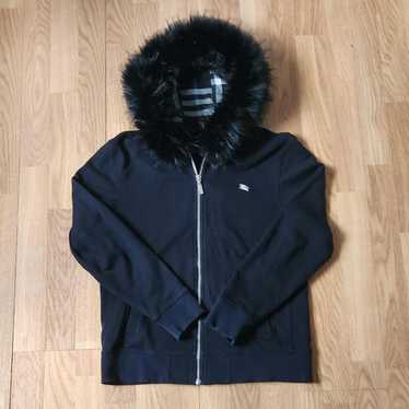 BURBERRY BLUE LABEL ポンチョ ラクーンファー ブラック M BURBERRY BLUE LABEL ポンチョ ラクーンファー ブラック M