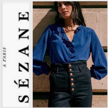 Sézane CHLO shirt Chambrey Bleu フリルシャツ Sezane chlo shirt - Gem