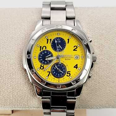 SEIKO セイコー クロノグラフ 腕時計 7T92-0CT0 イエロー アナログ 腕時計 7T92-0CA0 クォーツ クロノグラフ 生活防水