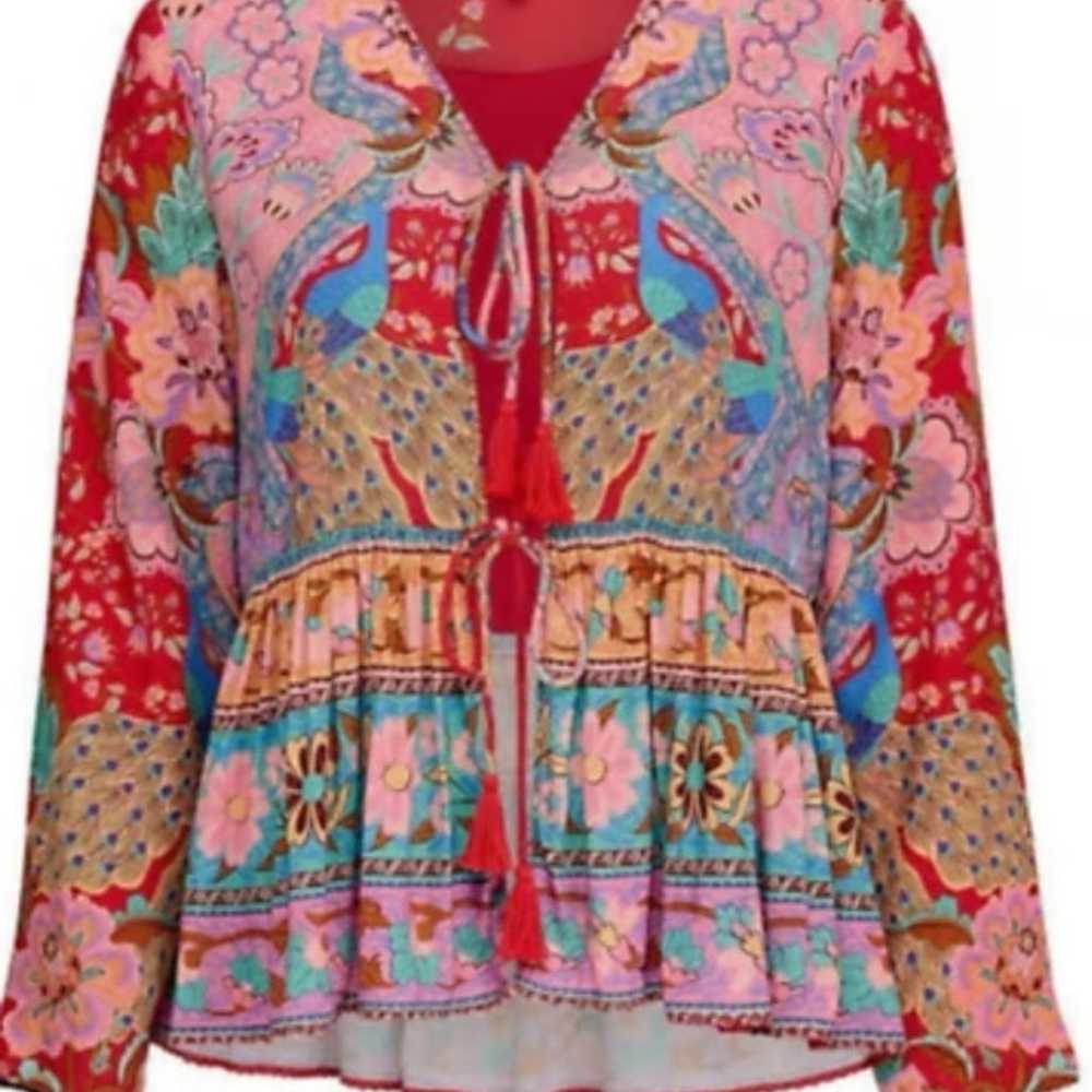 Spell & The Gypsy Lotus Jacket Ruby Red Oversized… - image 9