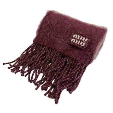 小物 MIU MIU wool scarf Logo mohair and wool-blend scarf in purple - Miu Miu | Mytheresa