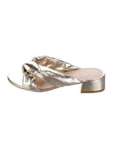 Stuart Weitzman Leather Slides Gold & Metallic Mu… - image 1