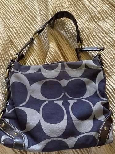 バッグ Coach Denim Signature Shoulder Bag y2k Y2K Coach Signature Denim & Leather Trim Shoulder Bag F12195