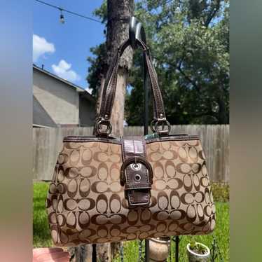 バッグ Coach Soho brown signature Shoulder bag 💌SOLD💌 vintage authentic coach chocolate brown signature