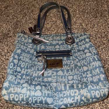 バッグ Vintage Coach Poppy Word Block Denim Bag Rare denim coach poppy - Gem