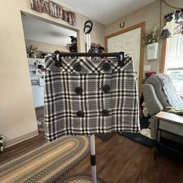 Express Design Sudio Plaid Button-Front Skirt - image 1