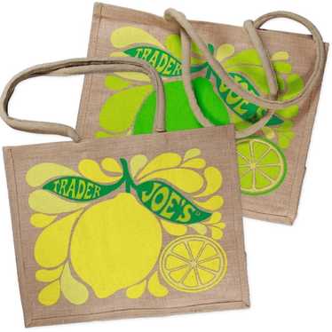 Trader Joe's | Lemon Lime Tote Reusable Jute Burl… - image 1
