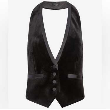 Express Velvet Button Front Halter Tuxedo Blazer … - image 1