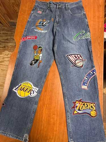 UNKデニム(NBA) VTG NBA UNK Denim Shorts Sz 38 Patch Distressed