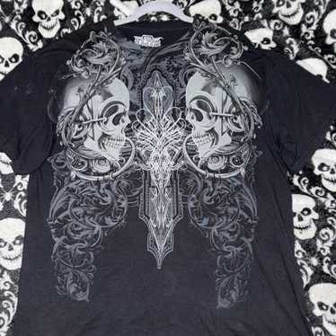 MMA elite XL ダークグレー スカル　ヴィンテージ y2k　 Tシャツ MMA Elite T-Shirt Men's Size XL Graphic Skulls Swords Cross