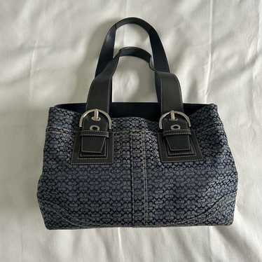 バッグ vintage coach Soho Hobo hand bag navy Vintage Coach 8A16 Navy Suede & Leather Large Soho Hobo Bag