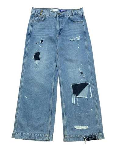 Adererror×Zara Wide Leg Jeans DISTRESSED WIDE LEG JEANS - Blue | ZARA United States