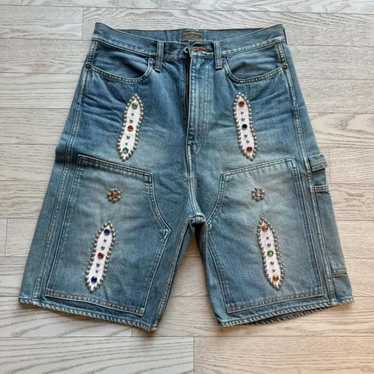 パンツ Kapital western studs carpenter jorts Carpenter Split Jorts Grey Yellow | Strides
