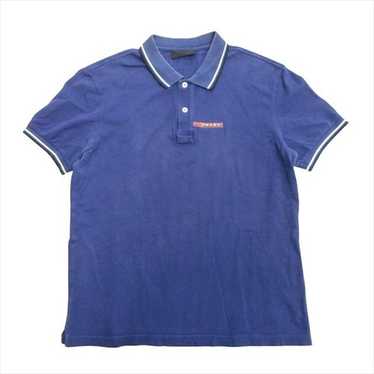 トップス 00s prada sports rubber logo polo sullen Prada Black Rubber Logo Short Sleeved Polo - Double Extra